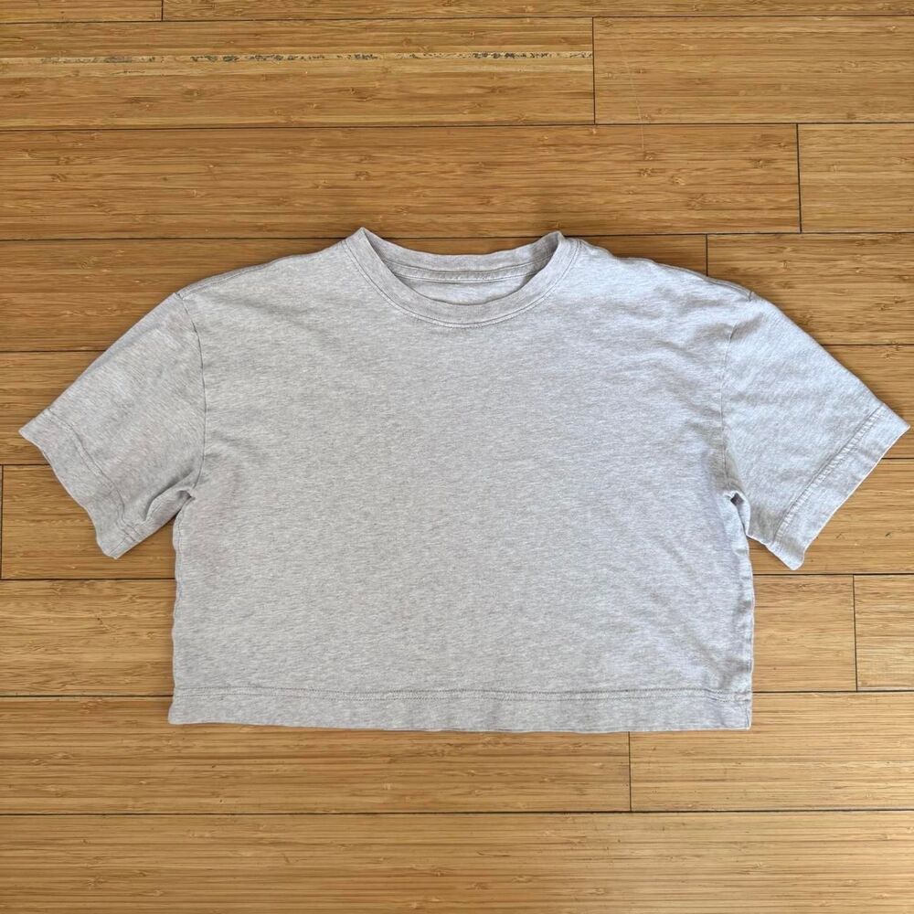 Everlane Organic Cotton Cropped T Shirt Small Heather Gray Minimalist Basic Tee